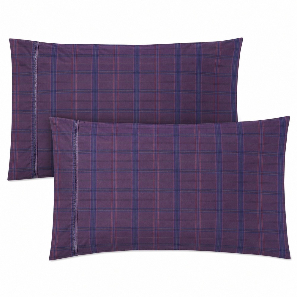 Rare Ralph Lauren LRL Rutherford Park King Pillow Cases Purple Plaid IRR Sateen